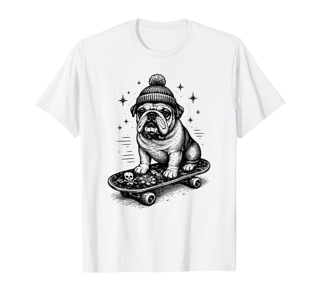 Skateboard Dog Bulldog Skater Skateboarding T-Shirt - Graphic Print Unisex - T-Shirt, Sweatshirt, Hoodie