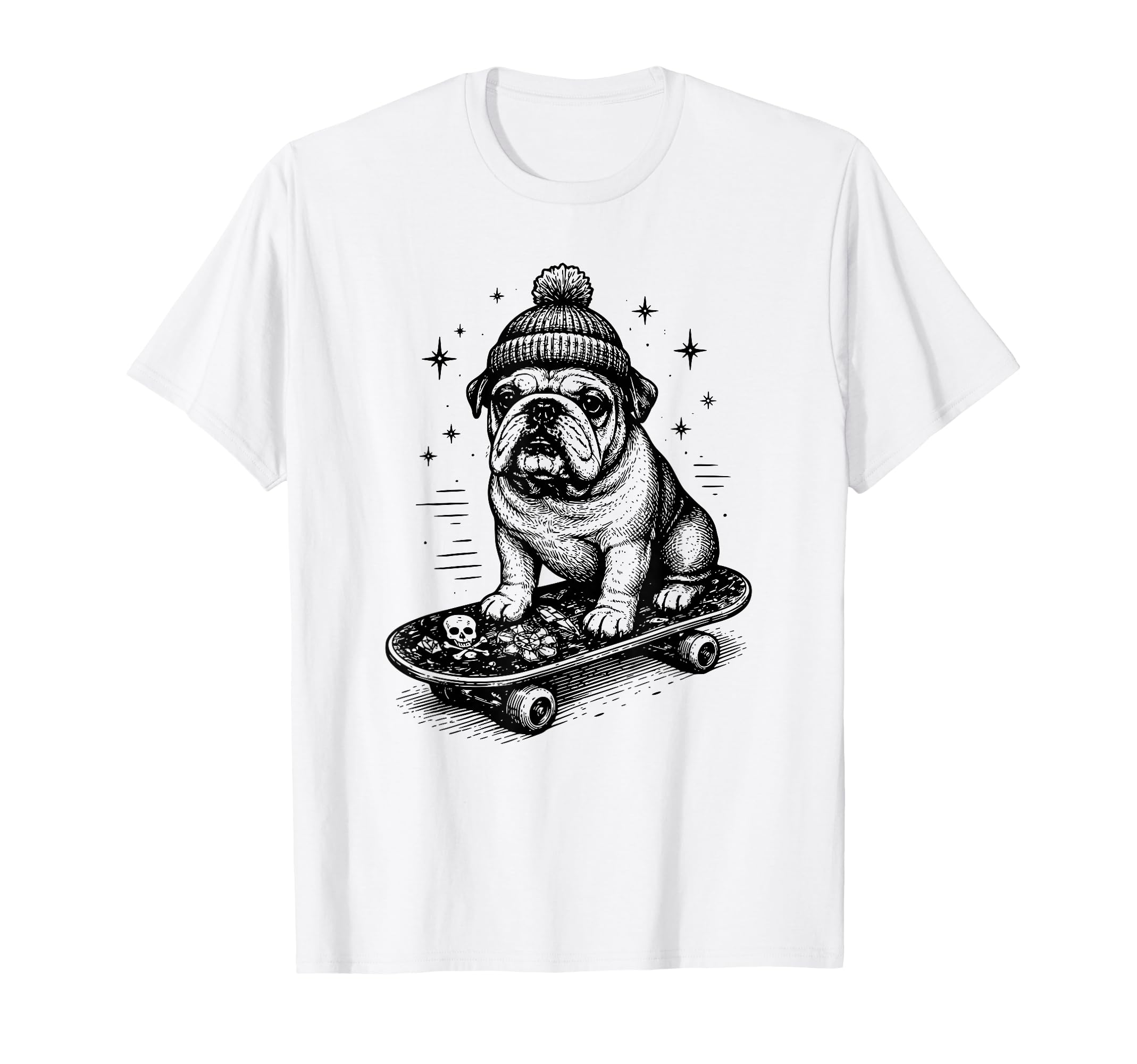 Skateboard Dog Bulldog Skater Skateboarding T-Shirt - Graphic Print Unisex - T-Shirt, Sweatshirt, Hoodie