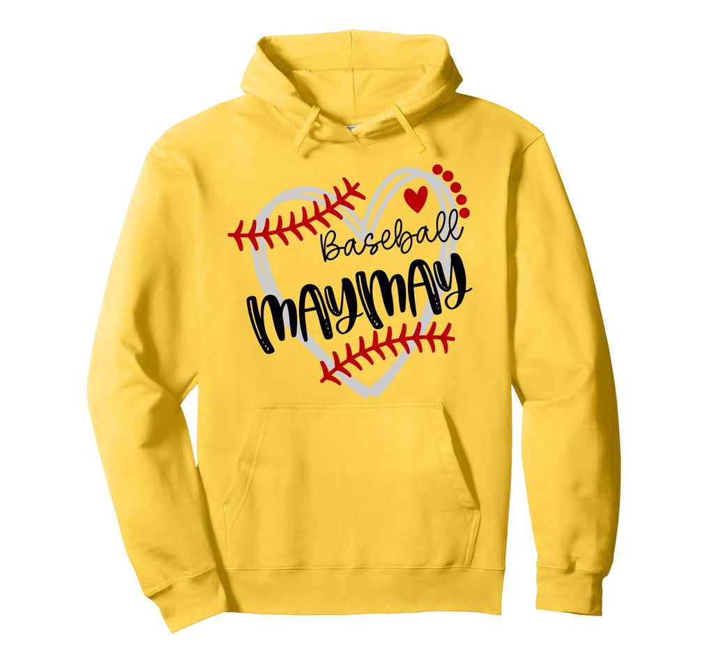 Personalized Baseball Heart Maymay Hoodie - Casual Everyday Wear Unisex - T-Shirt, Sweatshirt, Hoodie