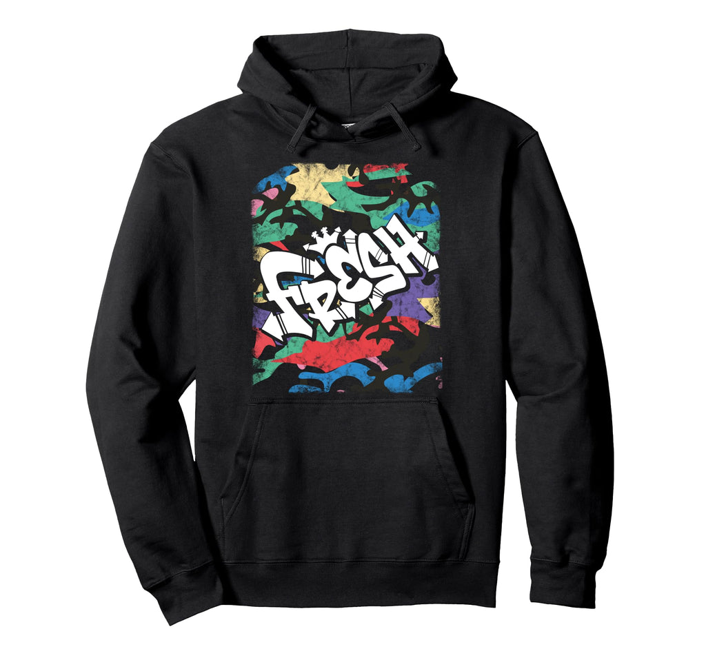 Fresh Hip Hop 80S 90S Old School Camo Hoodie - Trendy Graphic Men Women - T-Shirt, Sweatshirt, Hoodie
