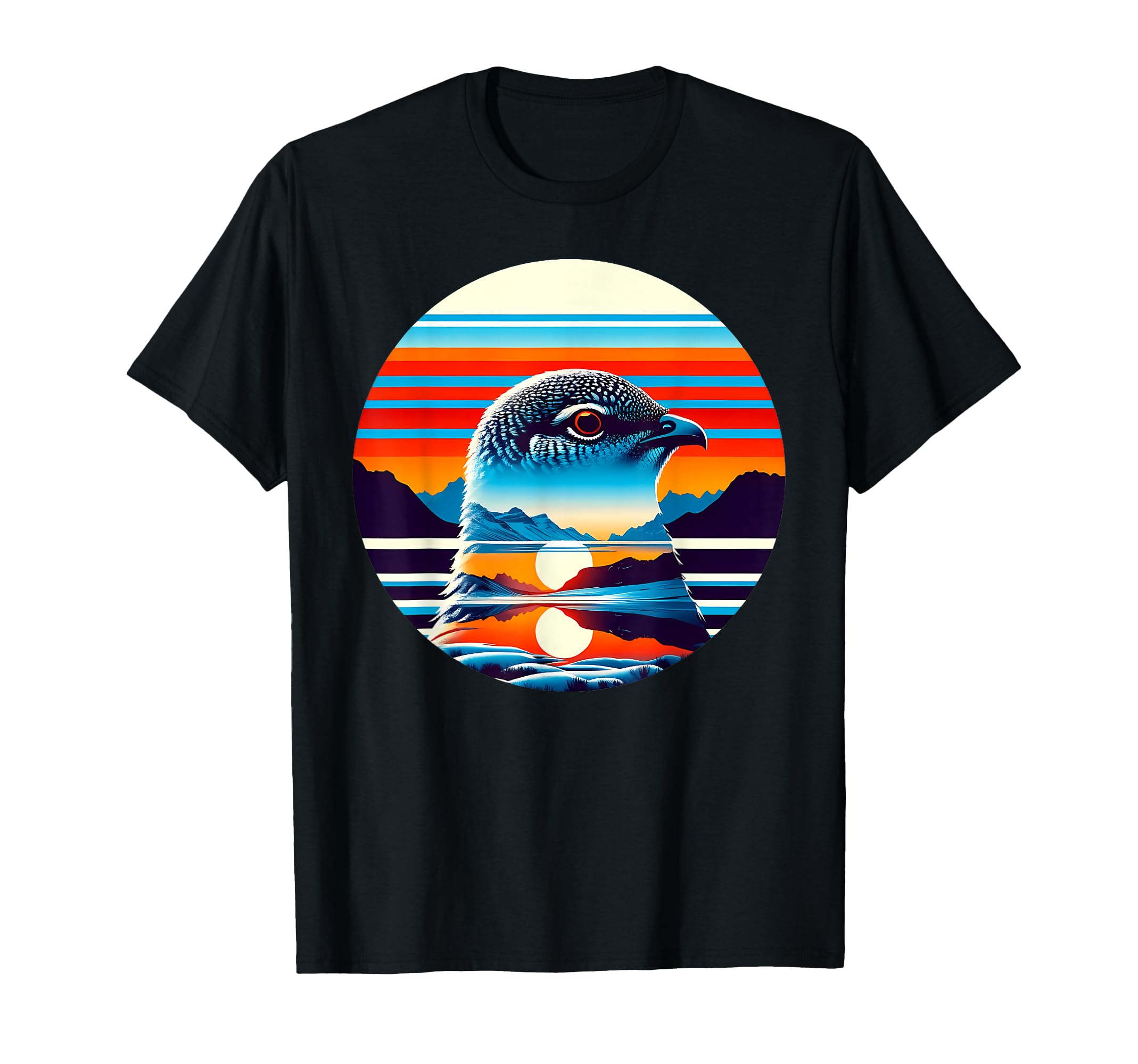 Ptarmigan Bird Sunset Safari 70S T-Shirt - Casual Everyday Wear Men Women - T-Shirt, Sweatshirt, Hoodie