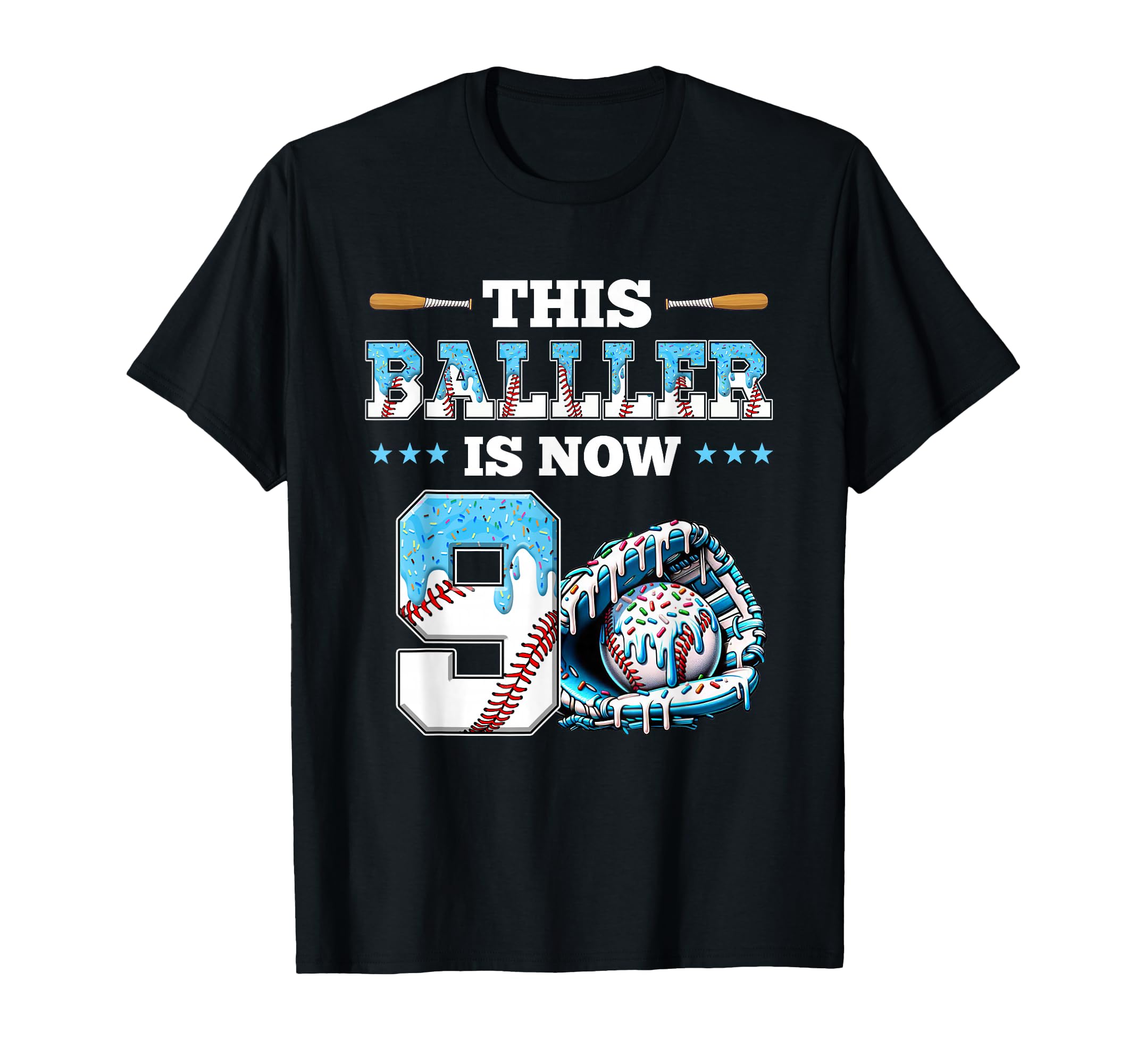 Baseball Drip 9Th Birthday Party Sport T-Shirt - Graphic Print Men Women - T-Shirt, Sweatshirt, Hoodie