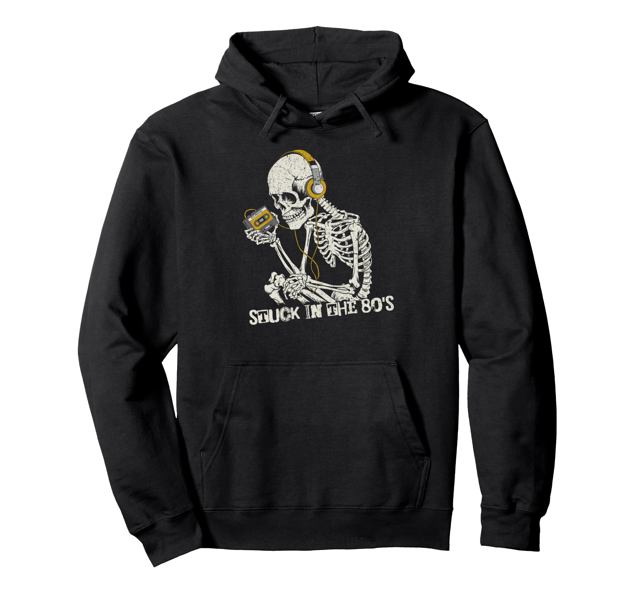 Stuck 80S Funny Skeleton Cassette Tape Hoodie - Minimalist Print Unisex - T-Shirt, Sweatshirt, Hoodie