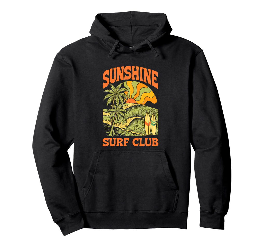 Sunshine Surf Club Wave Sunset Ocean Hoodie - Fun Novelty Design Men Women - T-Shirt, Sweatshirt, Hoodie