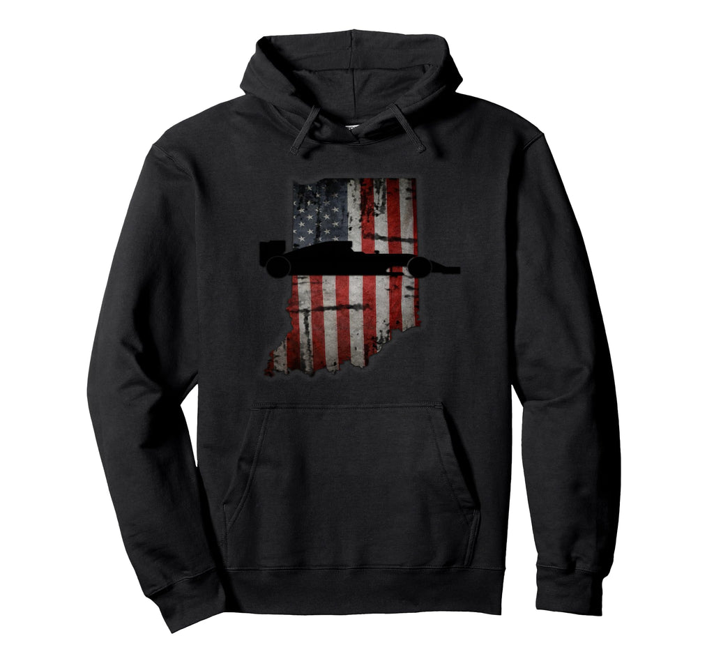 Indiana State Racecar Distressed Hoodie - Custom Art Print Unisex - T-Shirt, Sweatshirt, Hoodie