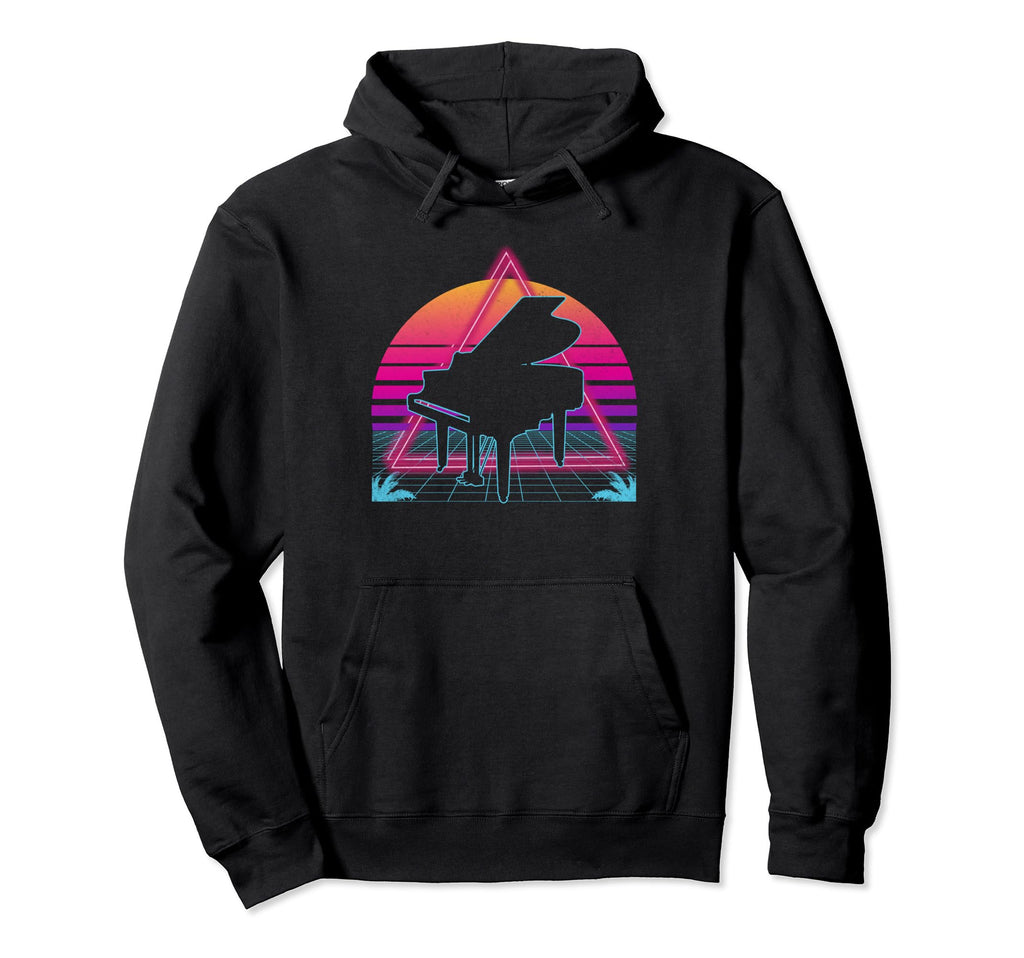 80S 90S Sunset Piano Lover Vaporwave Hoodie - Graphic Print Unisex - T-Shirt, Sweatshirt, Hoodie