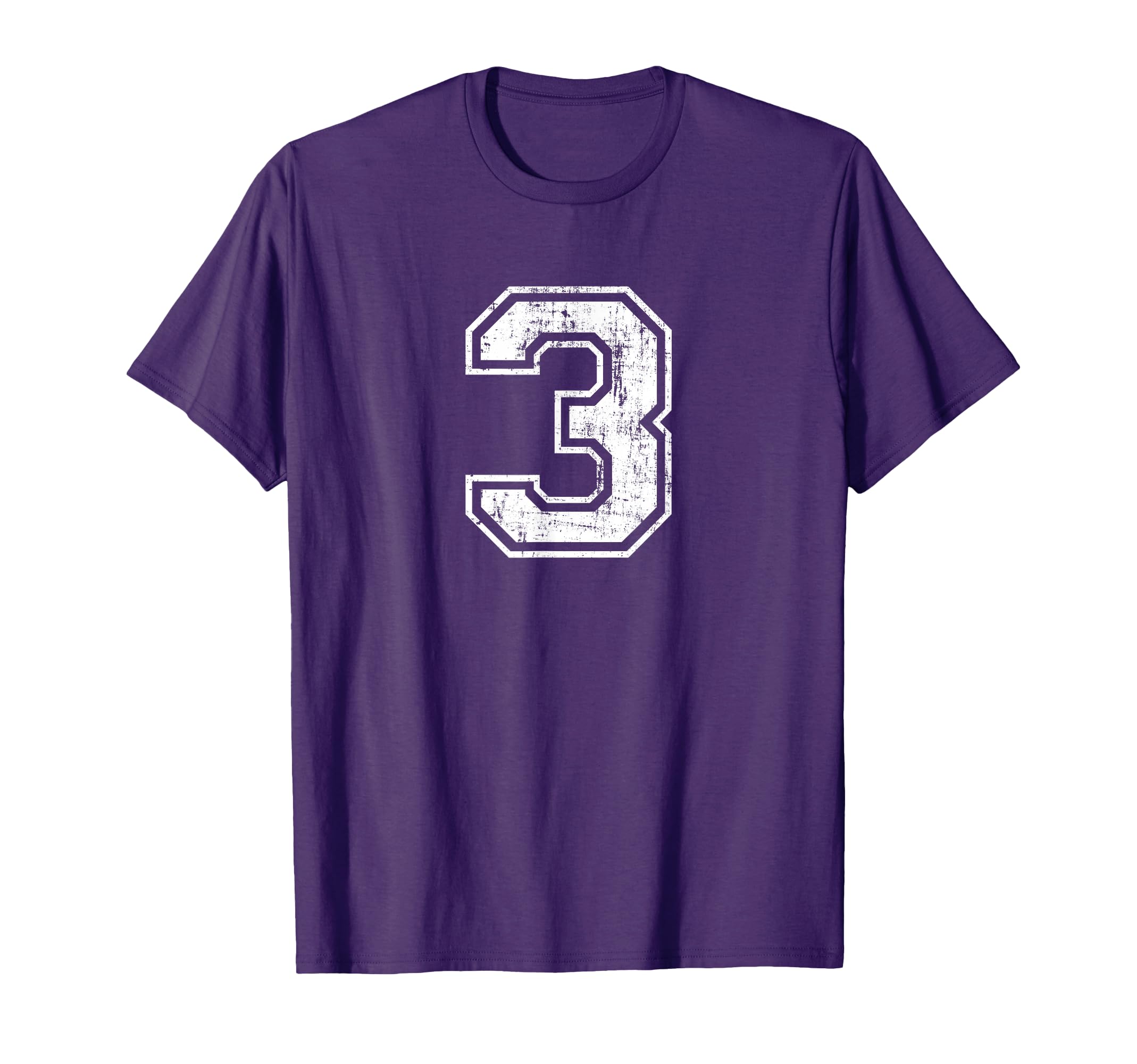 Number 3 Three Distressed Sports T-Shirt - Fun Novelty Design Men Women - T-Shirt, Sweatshirt, Hoodie