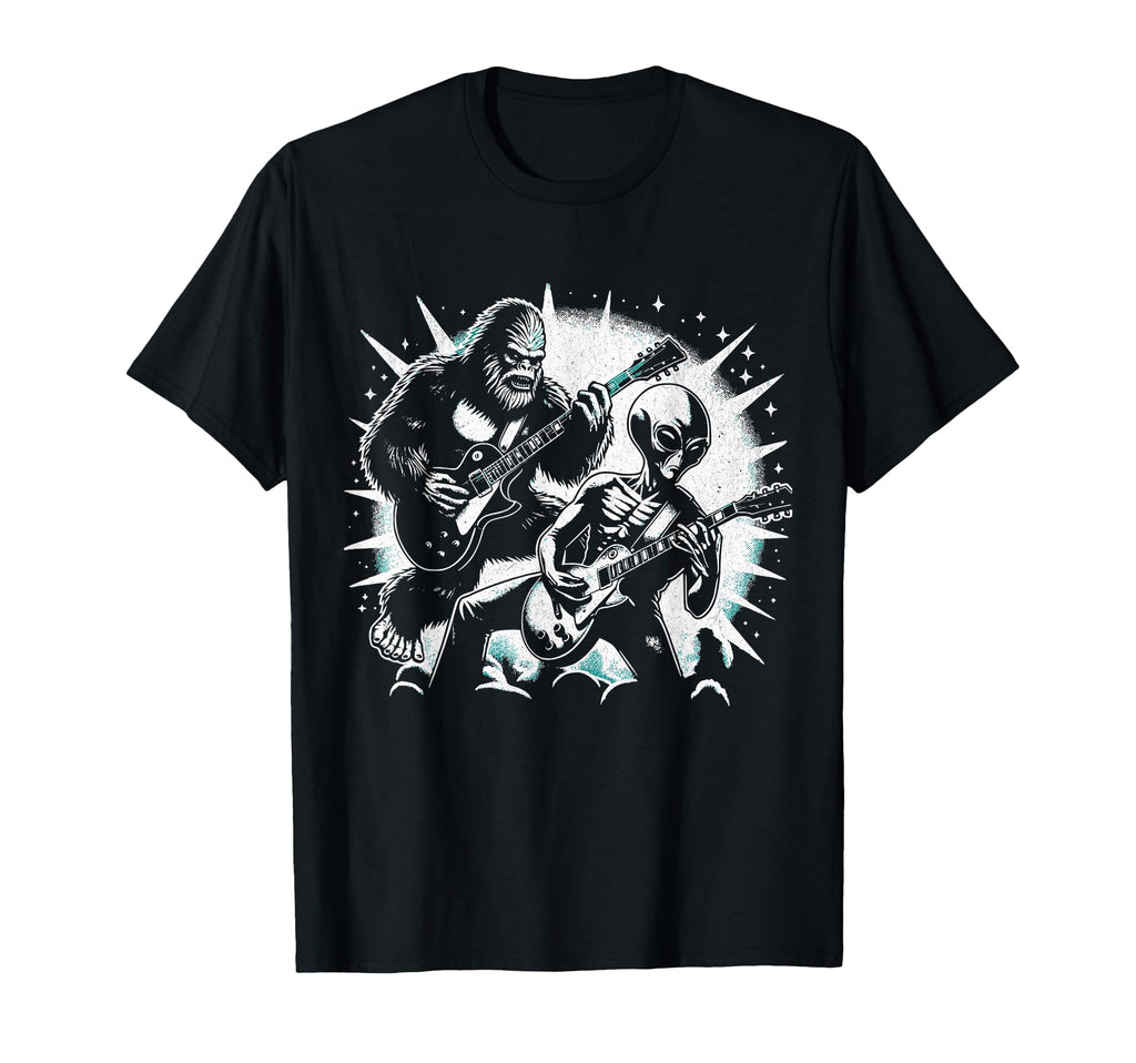 Funny Bigfoot And Alien Playing T-Shirt - Casual Everyday Wear Men Women - T-Shirt, Sweatshirt, Hoodie