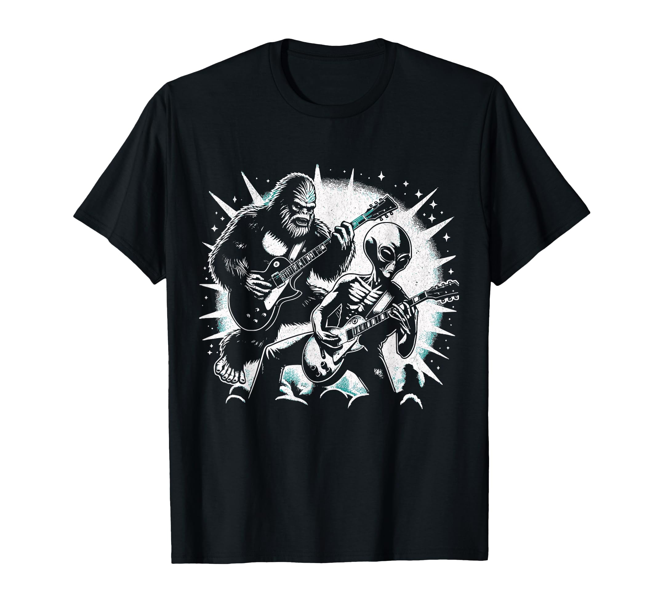 Funny Bigfoot And Alien Playing T-Shirt - Casual Everyday Wear Men Women - T-Shirt, Sweatshirt, Hoodie
