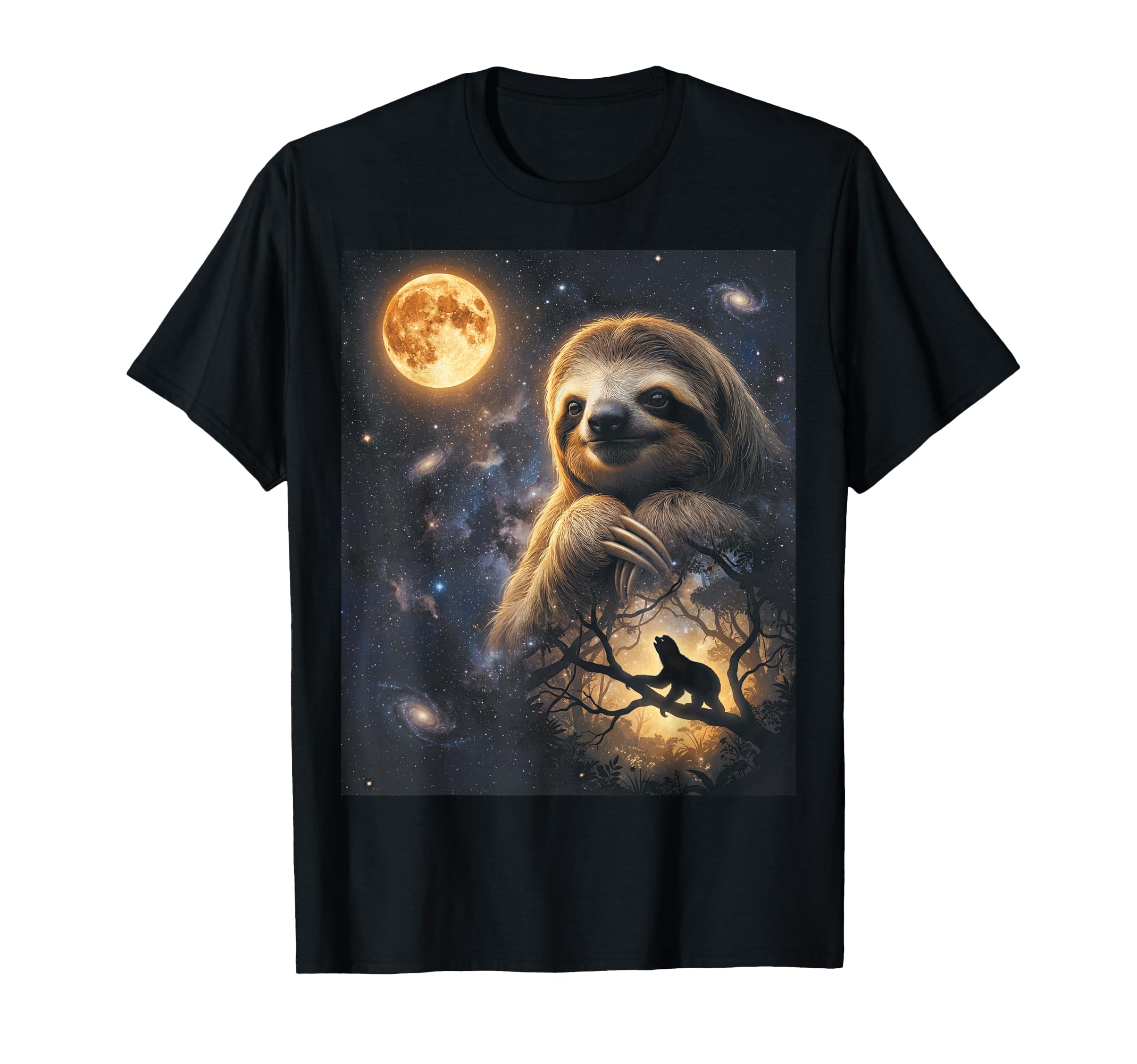 90S Sloth Howling Moon Y2K Aesthetic T-Shirt - Unique Graphic Men Women - T-Shirt, Sweatshirt, Hoodie