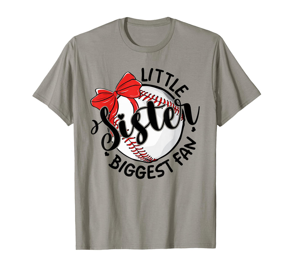 Baseball Little Sister Biggest Fan Bow T-Shirt - Minimalist Print Unisex - T-Shirt, Sweatshirt, Hoodie