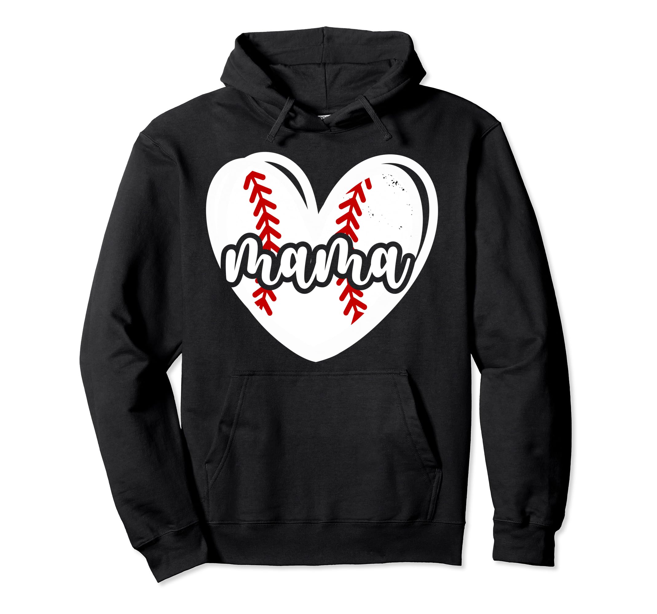 Baseball Mama Heart Baseball Mom Hoodie - Graphic Print for Adults - T-Shirt, Sweatshirt, Hoodie