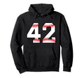 Baseball Softball Number 42 Hoodie - Trendy Graphic for Adults - T-Shirt, Sweatshirt, Hoodie