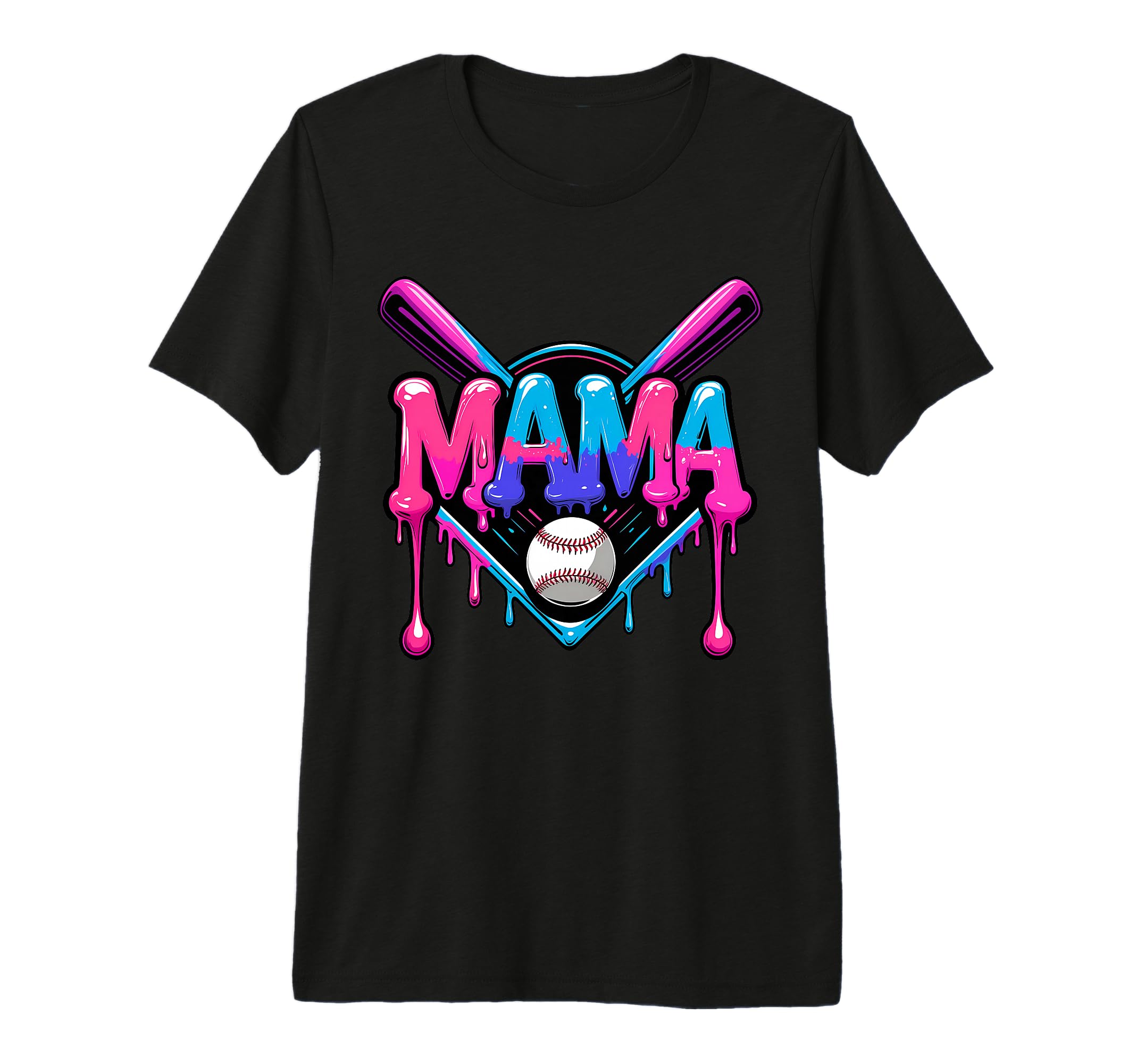 Baseball Mama Ice Cream Drip Funny T-Shirt - Aesthetic Graphic Men Women - T-Shirt, Sweatshirt, Hoodie