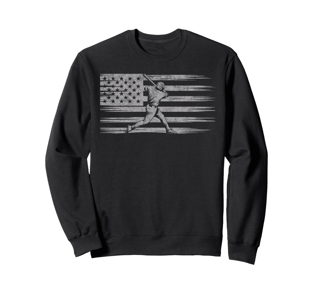 Baseball Us Flag Baseball Lover Sweatshirt - Casual Everyday Wear Unisex - T-Shirt, Sweatshirt, Hoodie