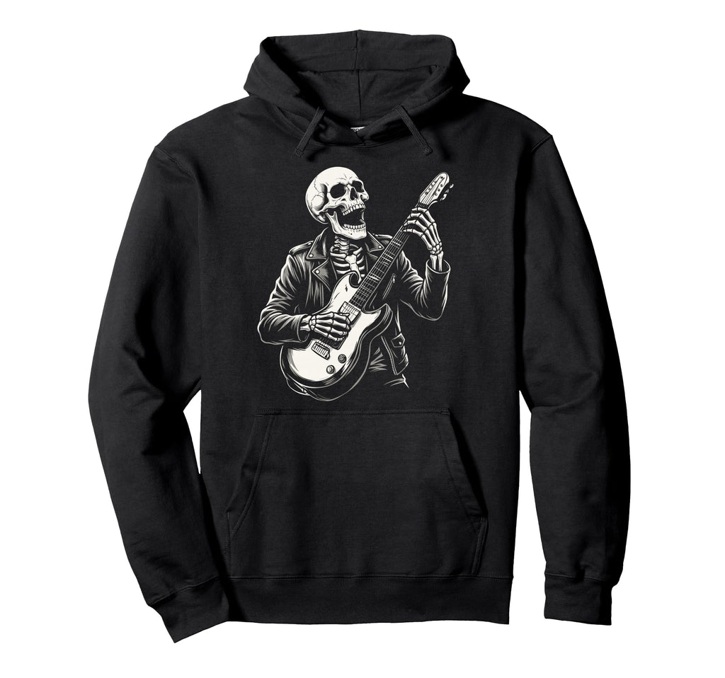 Funny Skeleton Playing Guitar Heavy Metal Hoodie - Custom Art Print Unisex - T-Shirt, Sweatshirt, Hoodie