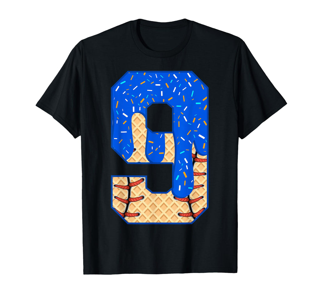 9Th Birthday Ice Cream Baseball Drip 9 T-Shirt - Trendy Graphic Unisex - T-Shirt, Sweatshirt, Hoodie
