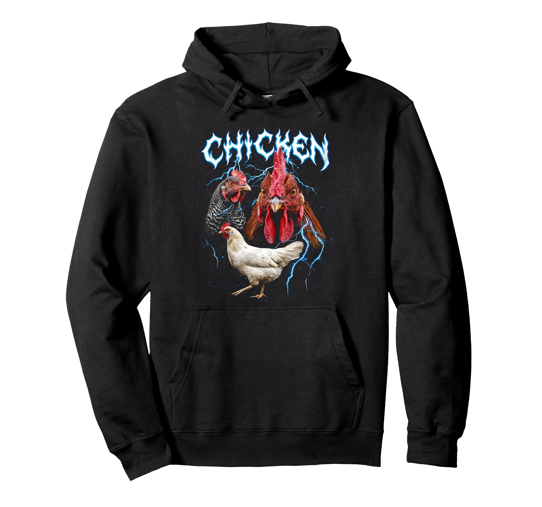Chicken 90S Heavy Metal Chicken Animal Hoodie - Streetwear Style Unisex - T-Shirt, Sweatshirt, Hoodie