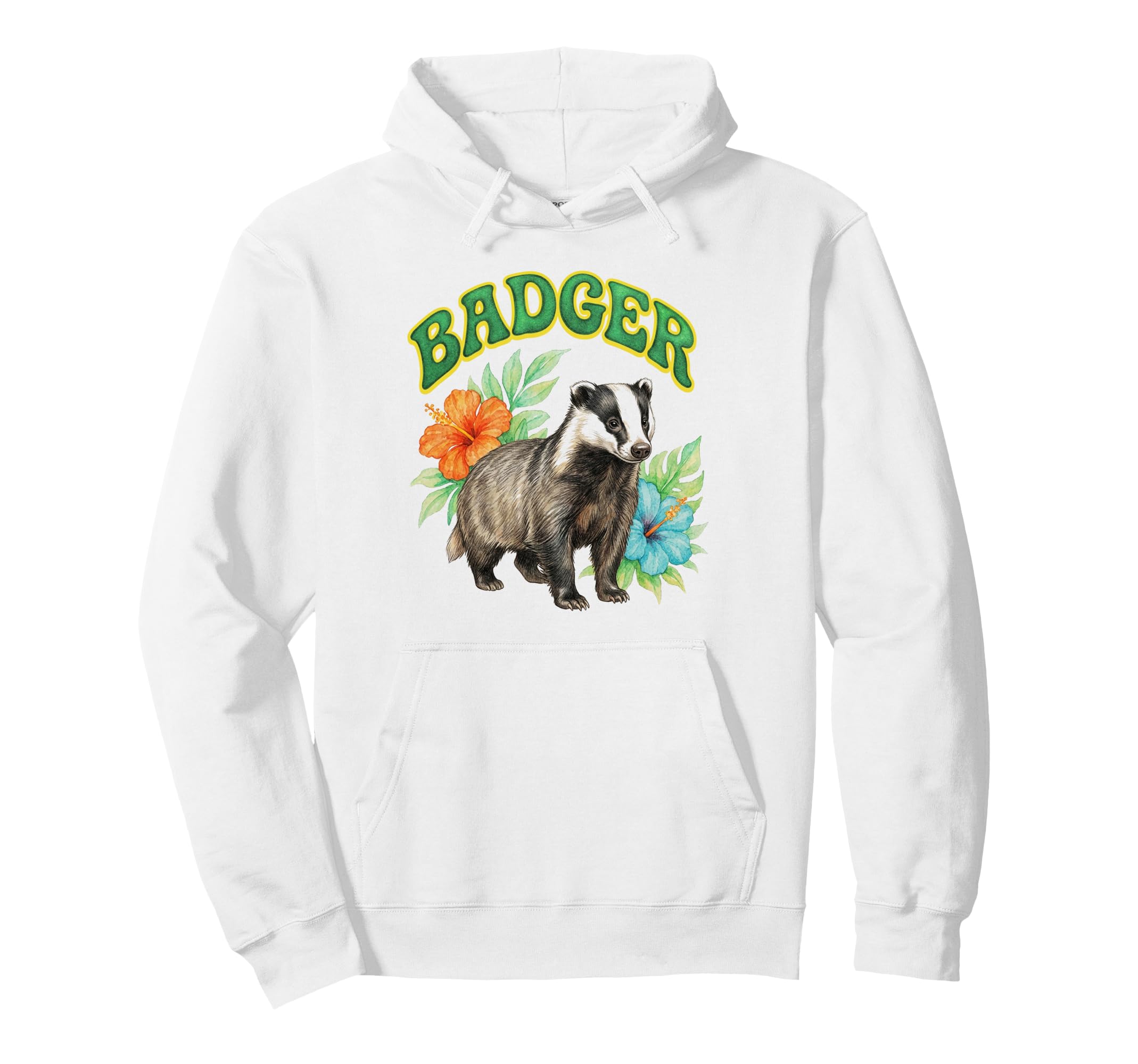 Badger Groovy Floral Badger Watercolor Hoodie - Unique Graphic for Adults - T-Shirt, Sweatshirt, Hoodie