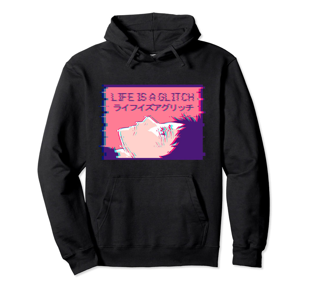 Life Is Glitch Sad Emo Anime Eboy Hoodie - Trendy Graphic Men Women - T-Shirt, Sweatshirt, Hoodie