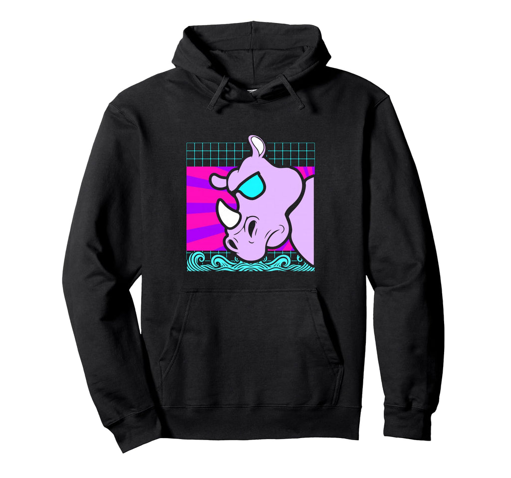 Aesthetic Vaporwave Outfits Rhino Hoodie - Unique Graphic for Adults - T-Shirt, Sweatshirt, Hoodie