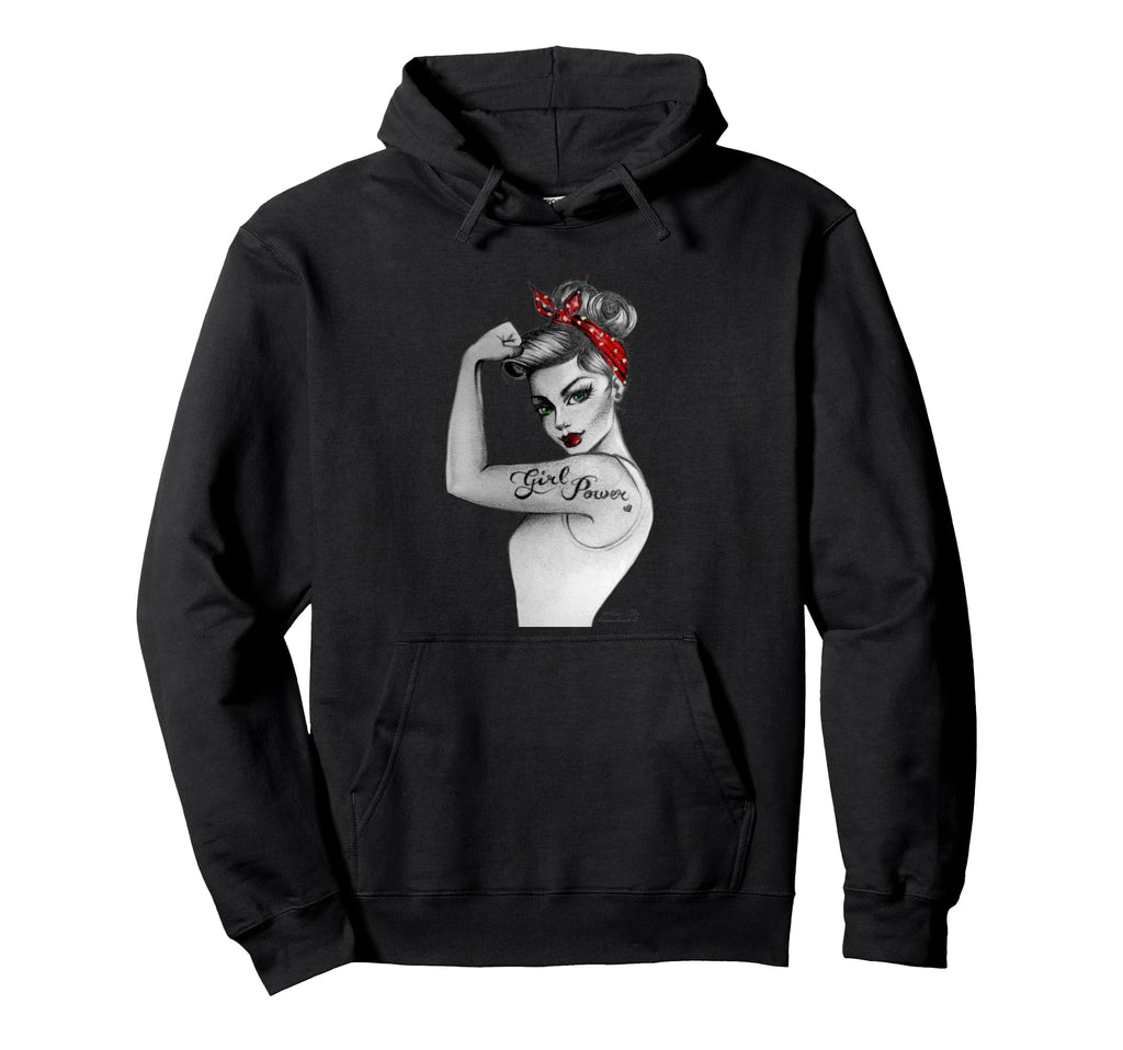 Power Feminist Art Rosie Riveter Hoodie - Casual Everyday Wear Unisex - T-Shirt, Sweatshirt, Hoodie