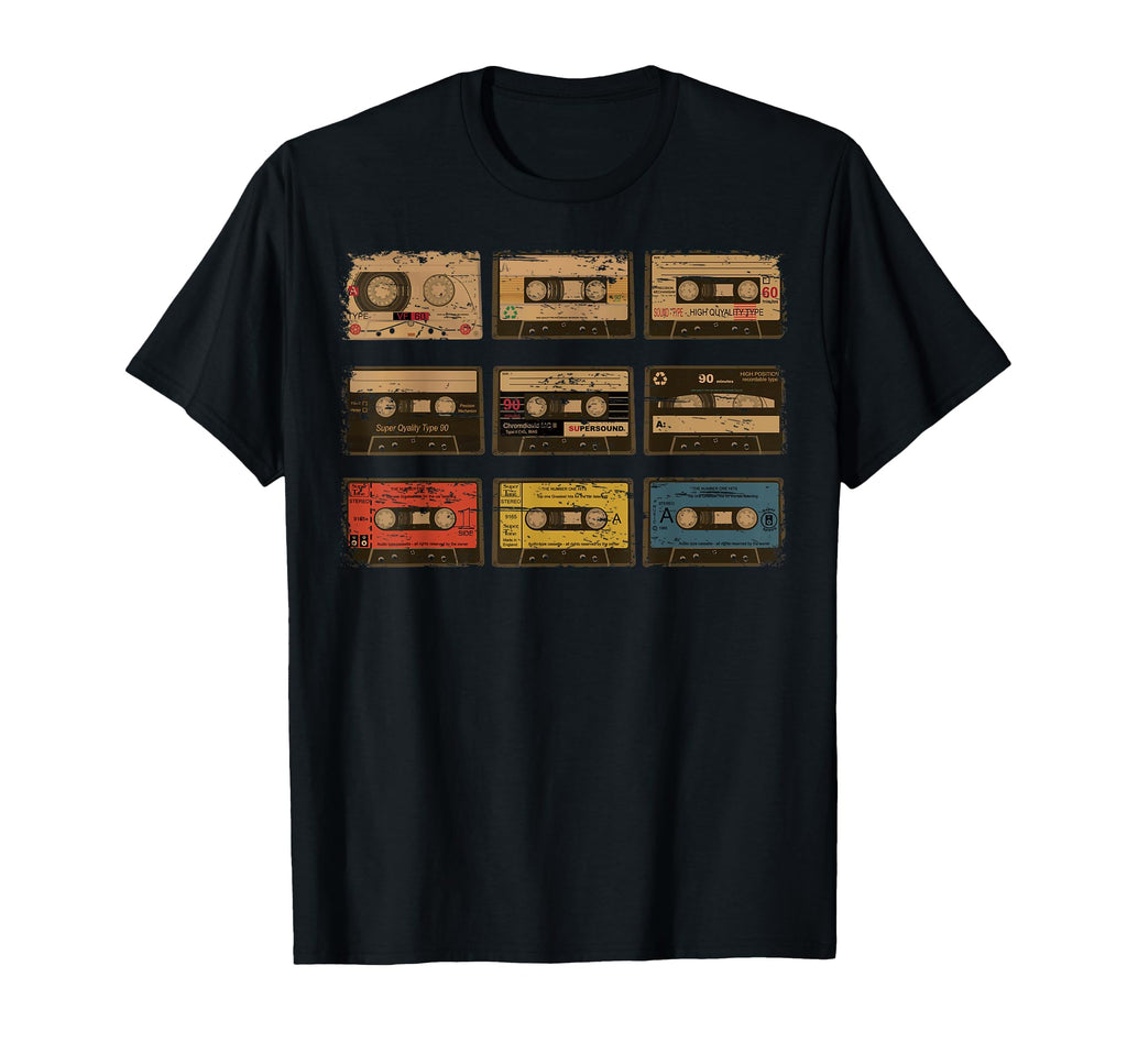 Nine Cassette Tapes Old Cartridges T-Shirt - Aesthetic Graphic for Adults - T-Shirt, Sweatshirt, Hoodie
