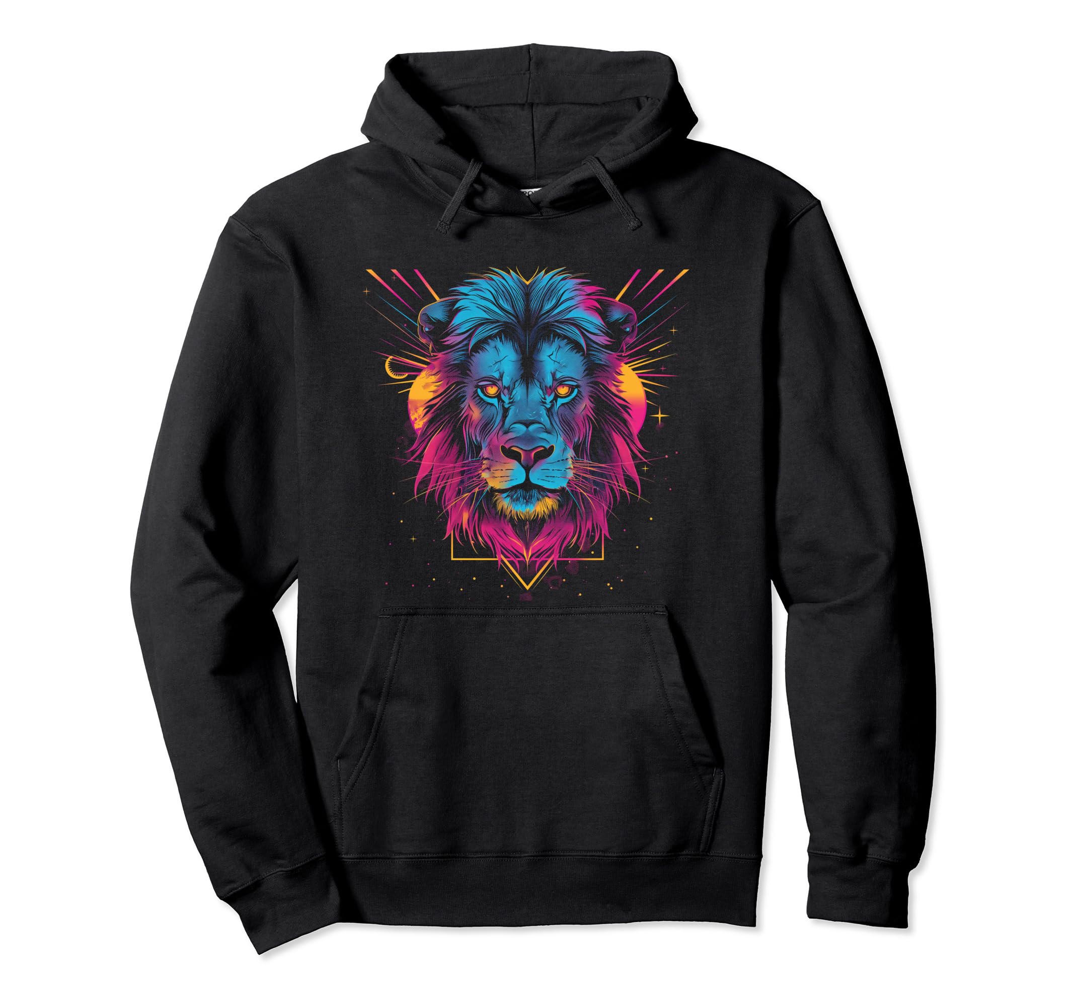 Lion Vaporwave Aesthetic Synthwave 80S Hoodie - Fun Novelty Design Unisex - T-Shirt, Sweatshirt, Hoodie