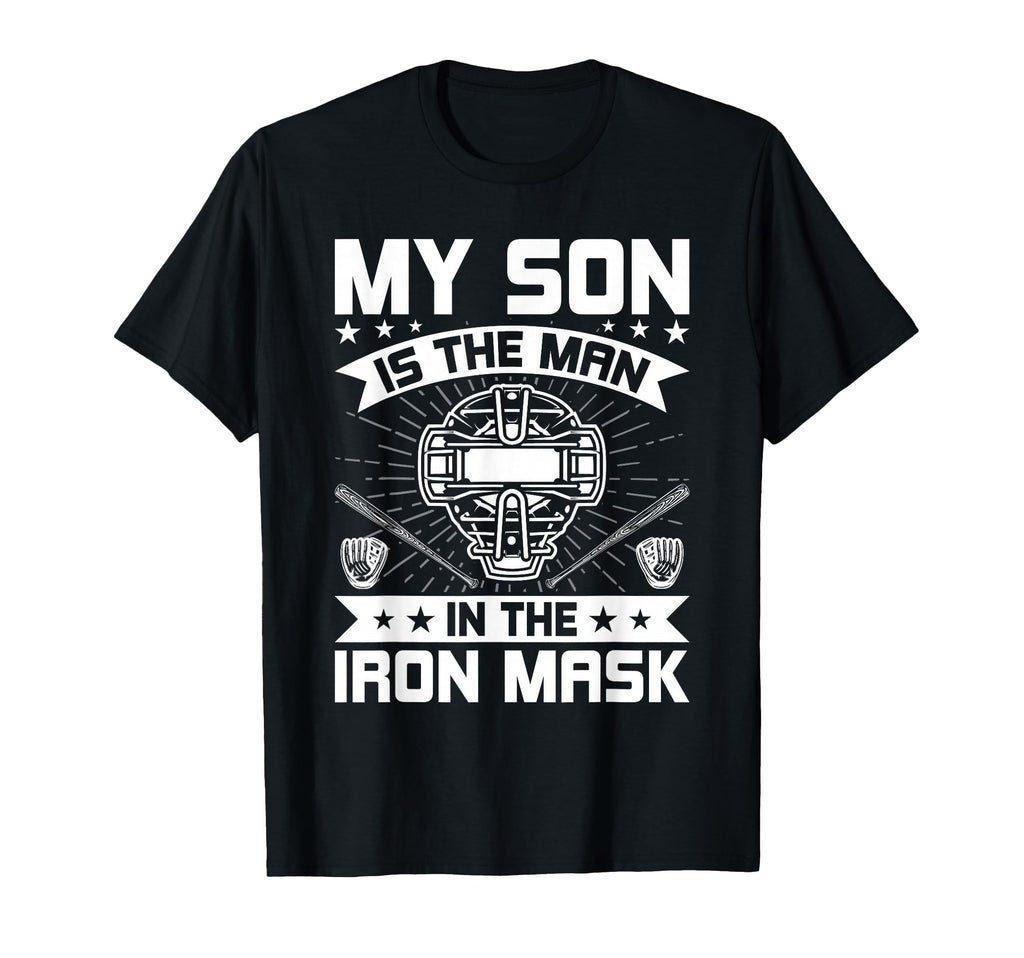 My Son Is Iron Mask Baseball Catcher T-Shirt - Minimalist Print for Adults - T-Shirt, Sweatshirt, Hoodie