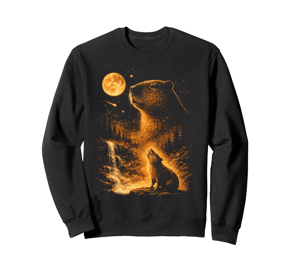 Capybara Howling Moon Meme 90S Sweatshirt - Custom Art Print for Adults - T-Shirt, Sweatshirt, Hoodie