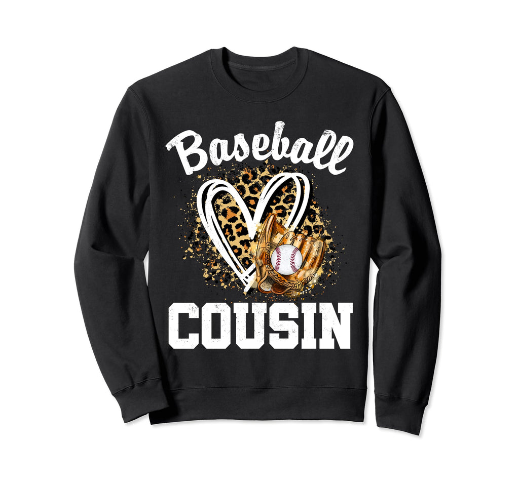 Baseball Cousin Leopard Heart Sweatshirt - Casual Everyday Wear for Adults - T-Shirt, Sweatshirt, Hoodie