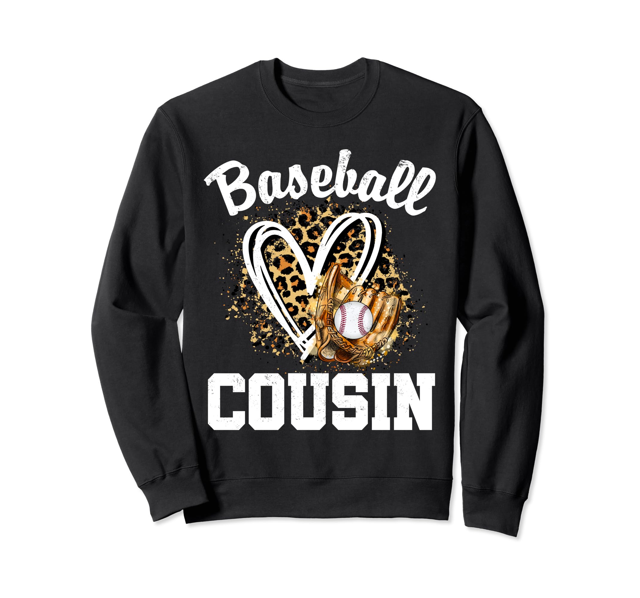 Baseball Cousin Leopard Heart Sweatshirt - Casual Everyday Wear for Adults - T-Shirt, Sweatshirt, Hoodie