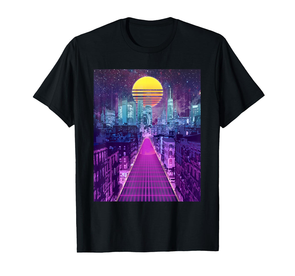 Digital Cityscape Vaporwave Aesthetic T-Shirt - Unique Graphic for Adults - T-Shirt, Sweatshirt, Hoodie