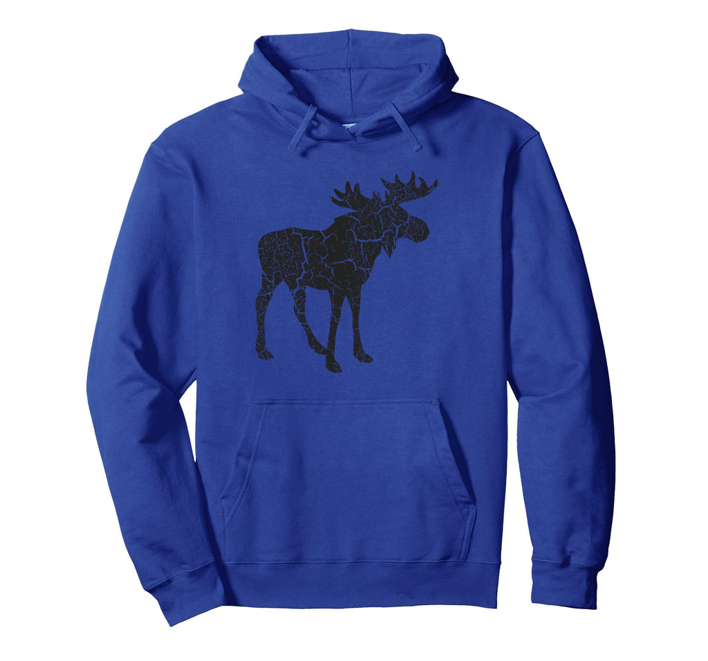 Moose Distressed Moose Hoodie - Graphic Print Men Women - T-Shirt, Sweatshirt, Hoodie