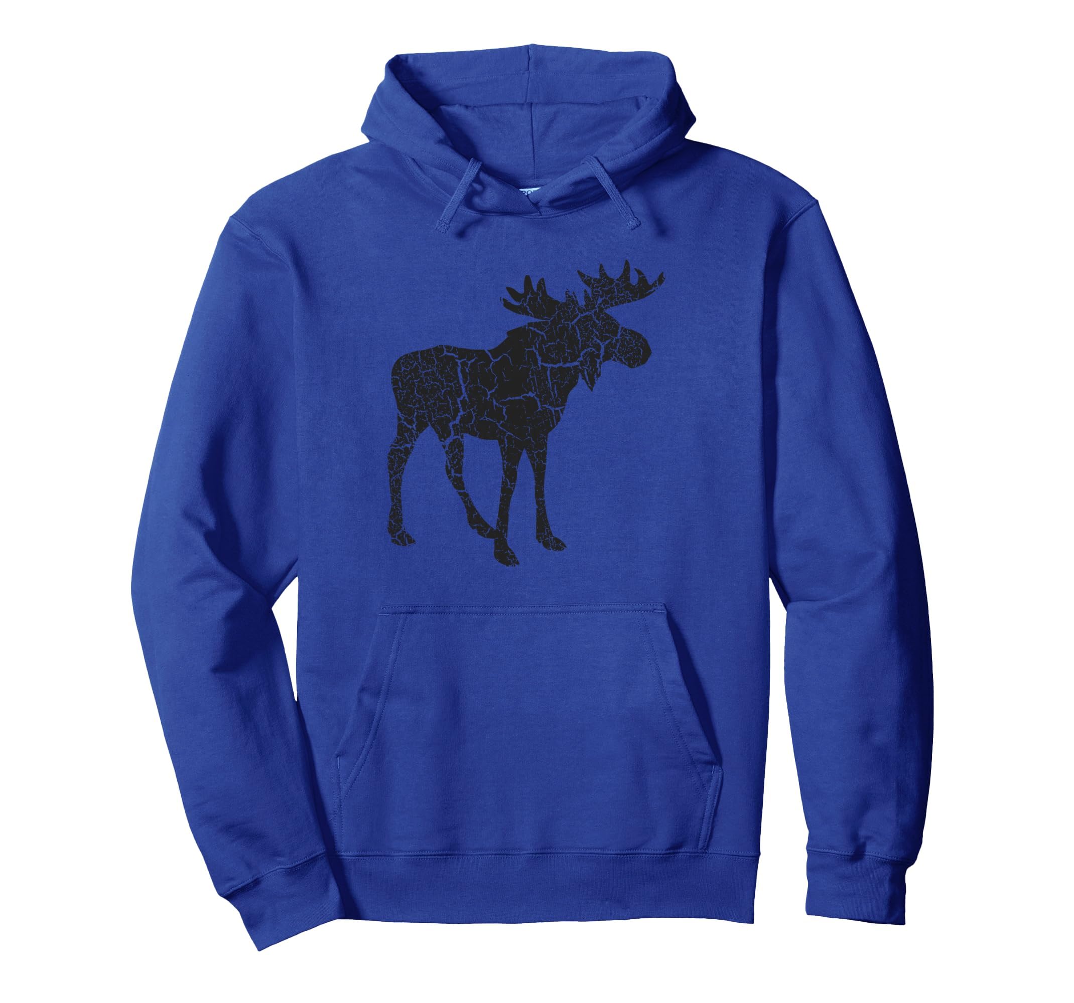 Moose Distressed Moose Hoodie - Graphic Print Men Women - T-Shirt, Sweatshirt, Hoodie