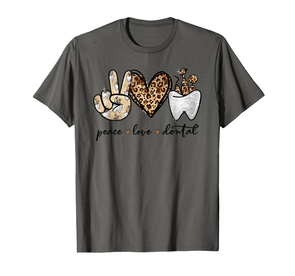 Peace Love Dental Leopard Heart T-Shirt - Custom Art Print for Adults - T-Shirt, Sweatshirt, Hoodie