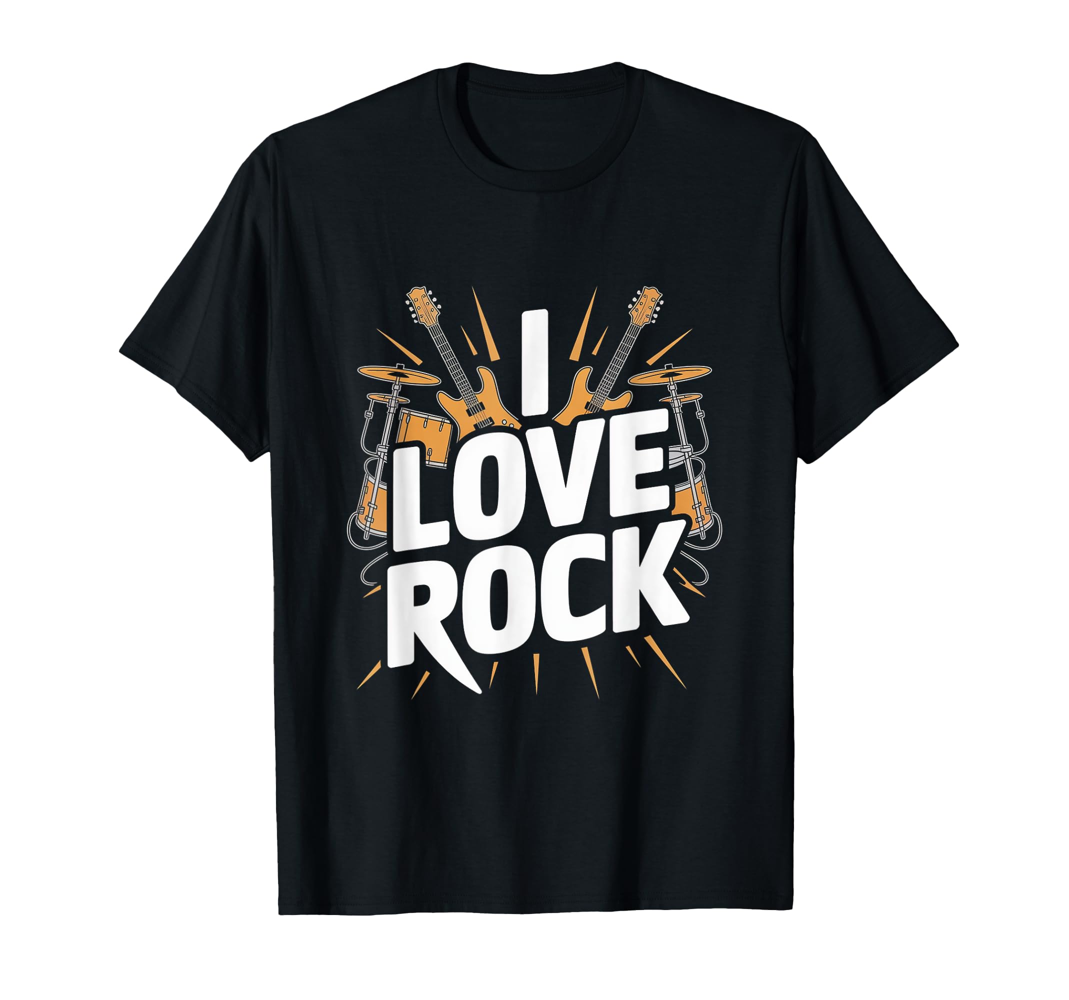 I Love Rock Guitar Drums T-Shirt - Unique Graphic Men Women - T-Shirt, Sweatshirt, Hoodie