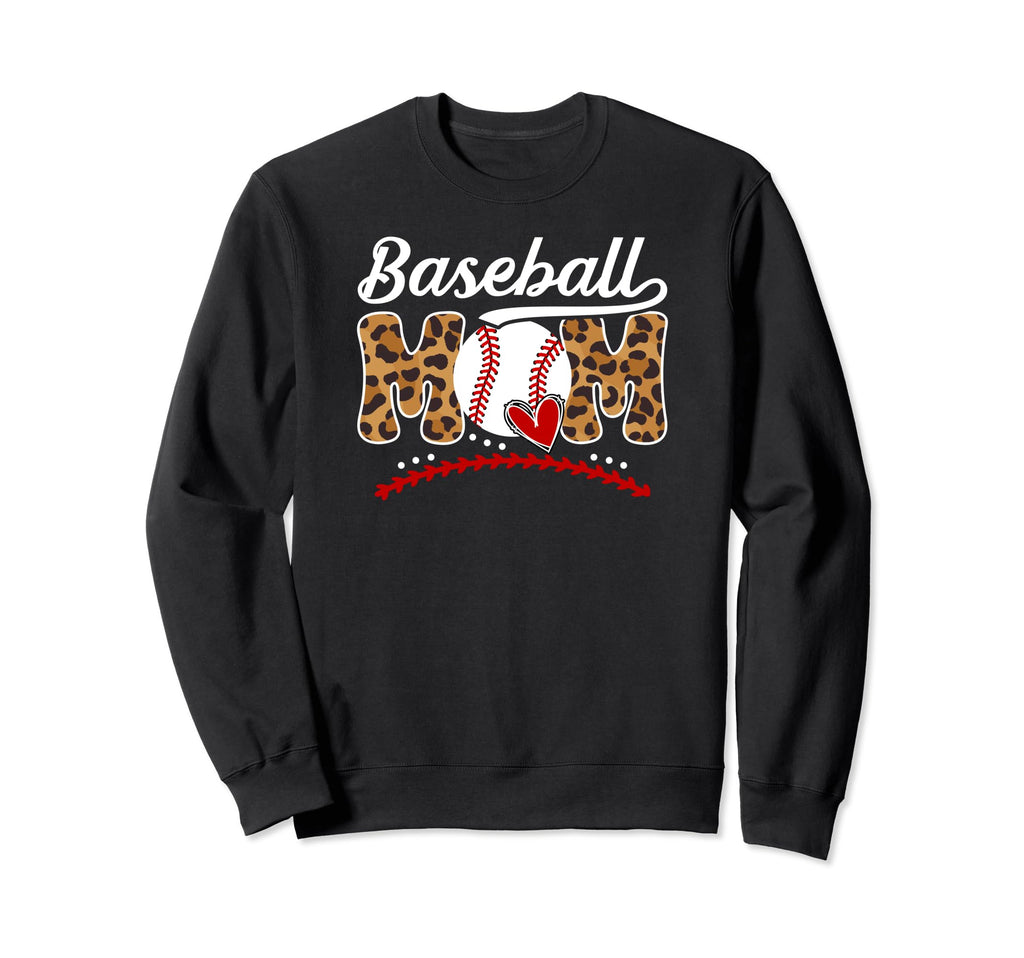Baseball Mom Leopard Mom Baseball Sweatshirt - Novelty Apparel Unisex - T-Shirt, Sweatshirt, Hoodie