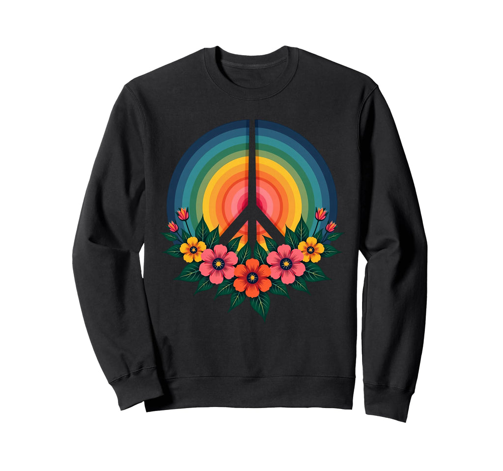 60S 70S Flower Power Groovy Love Sweatshirt - Graphic Print for Adults - T-Shirt, Sweatshirt, Hoodie
