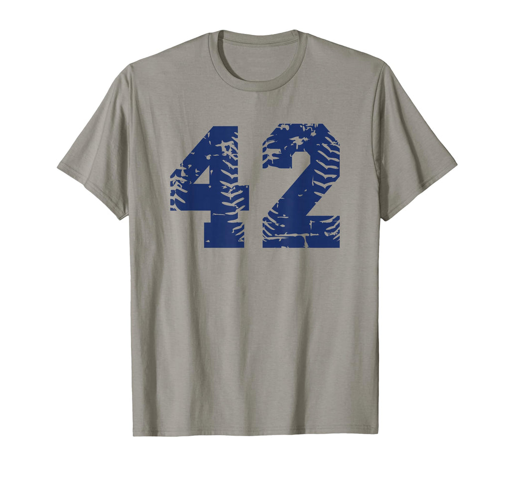 Number 42 Baseball Softball Blue Varsity T-Shirt - Unique Graphic Unisex - T-Shirt, Sweatshirt, Hoodie