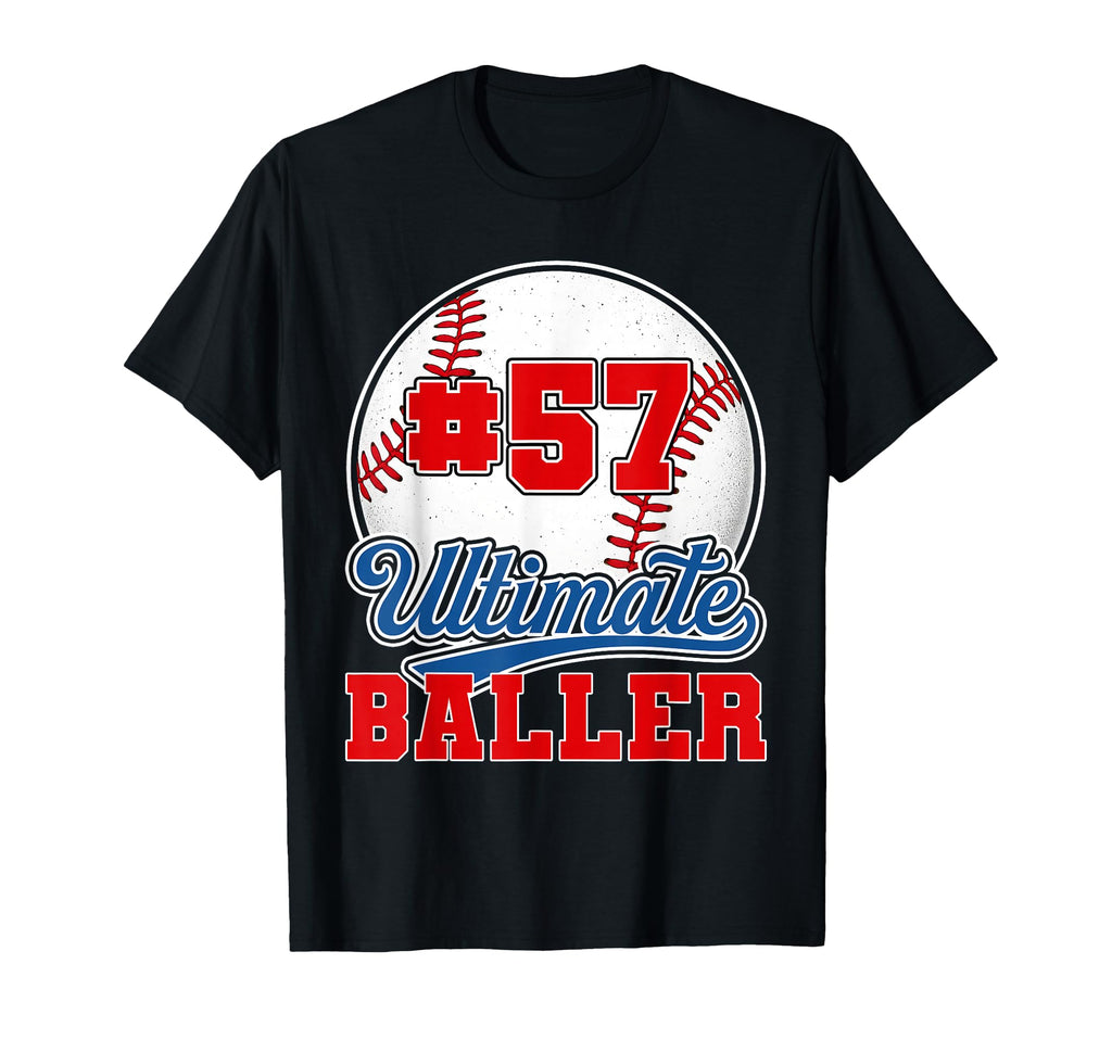 Baseball Baller Player Number 57 T-Shirt - Fun Novelty Design for Adults - T-Shirt, Sweatshirt, Hoodie