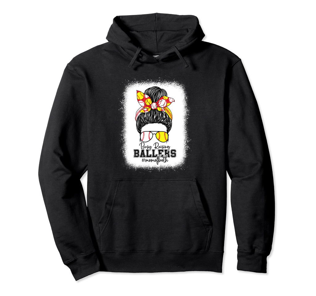 Busy Raising Ballers Softball Funny Messy Hoodie - Minimalist Print Unisex - T-Shirt, Sweatshirt, Hoodie