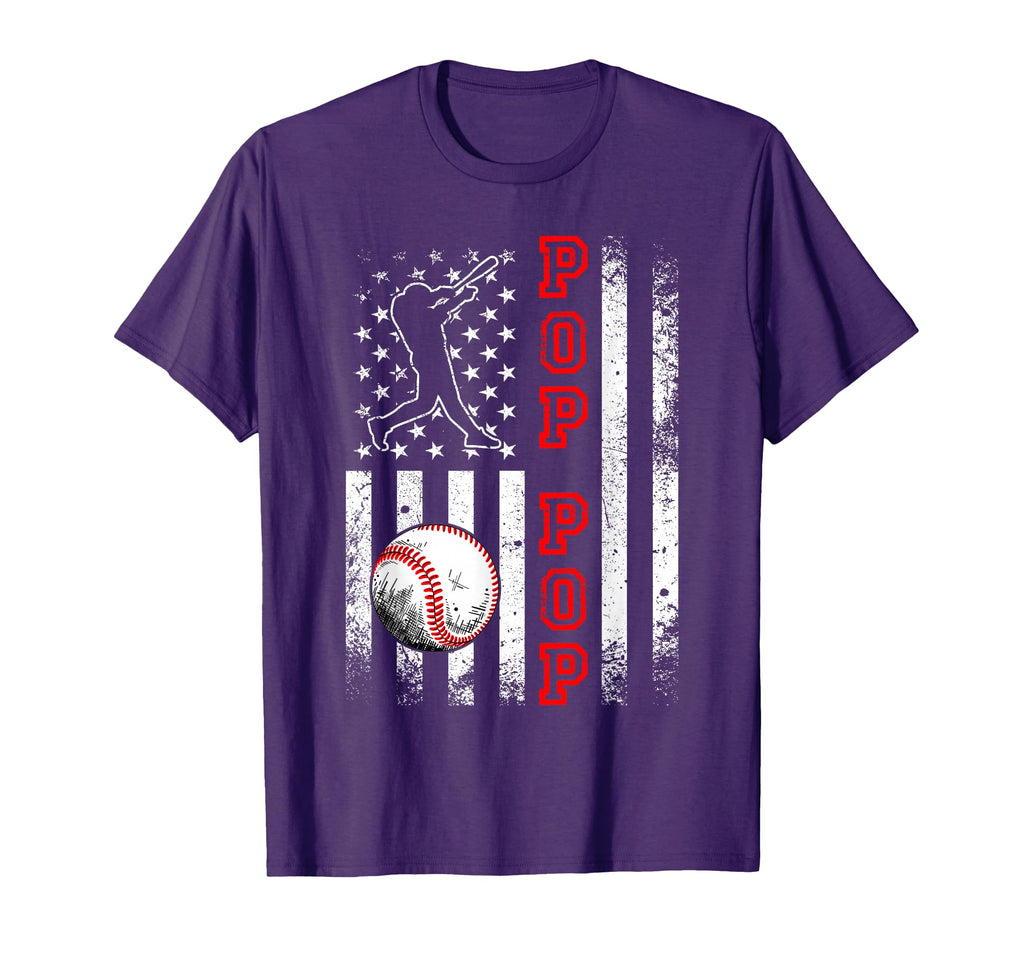 Baseball Pop Pop American Flag Funny T-Shirt - Custom Art Print Unisex - T-Shirt, Sweatshirt, Hoodie