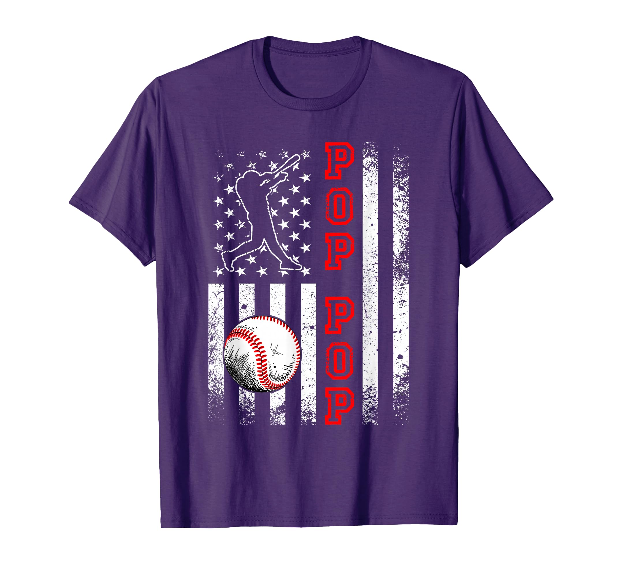 Baseball Pop Pop American Flag Funny T-Shirt - Custom Art Print Unisex - T-Shirt, Sweatshirt, Hoodie