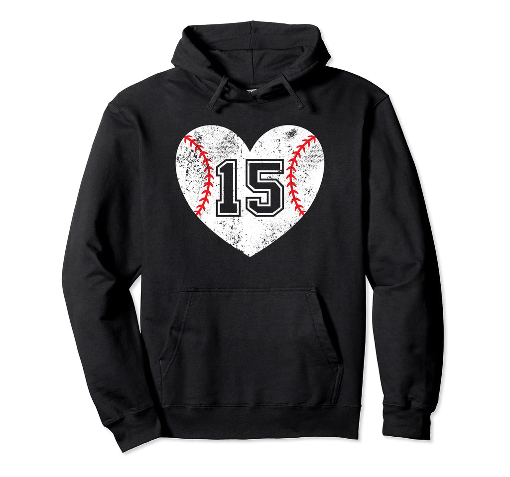 Baseball Heart Player 15 Baseball Mom Hoodie - Custom Art Print for Adults - T-Shirt, Sweatshirt, Hoodie