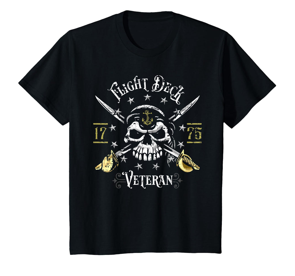 Flight Deck Veteran Skull Naval T-Shirt - Novelty Apparel for Adults - T-Shirt, Sweatshirt, Hoodie