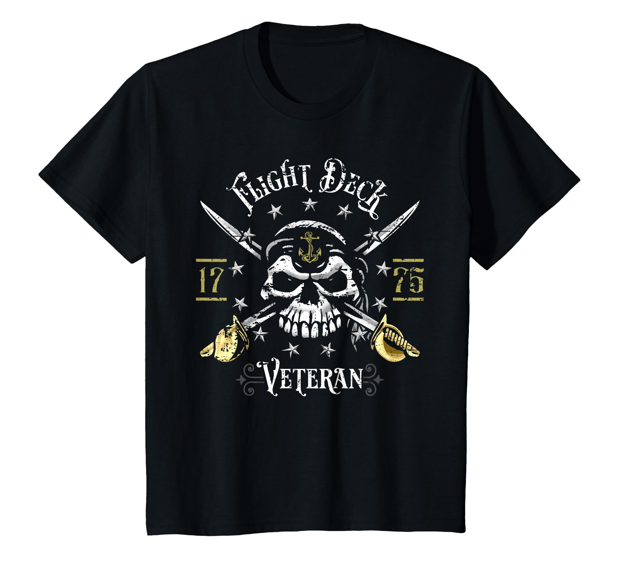 Flight Deck Veteran Skull Naval T-Shirt - Novelty Apparel for Adults - T-Shirt, Sweatshirt, Hoodie