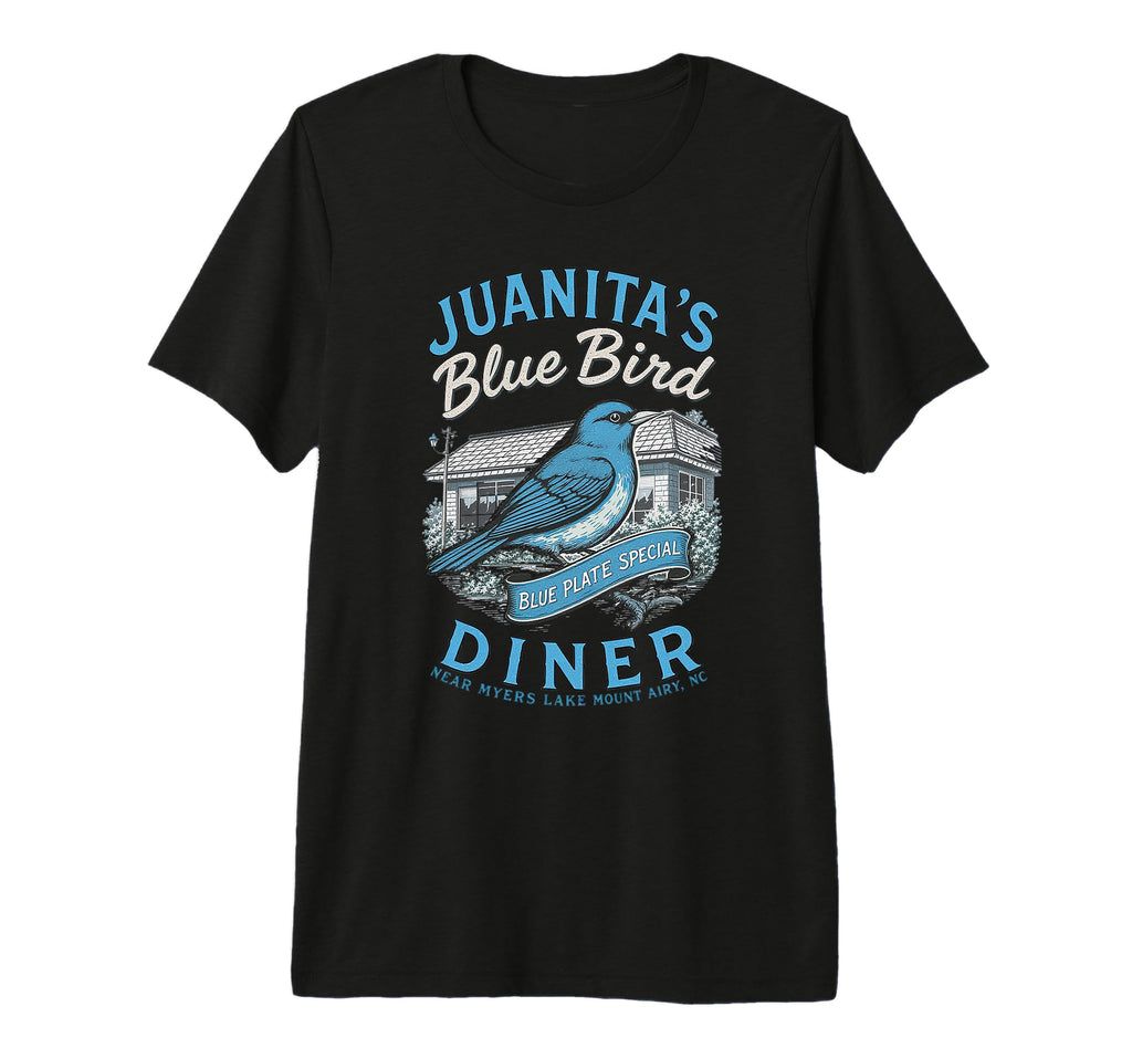 Juanitas Blue Bird Diner Tv Fans T-Shirt - Fun Novelty Design for Adults - T-Shirt, Sweatshirt, Hoodie