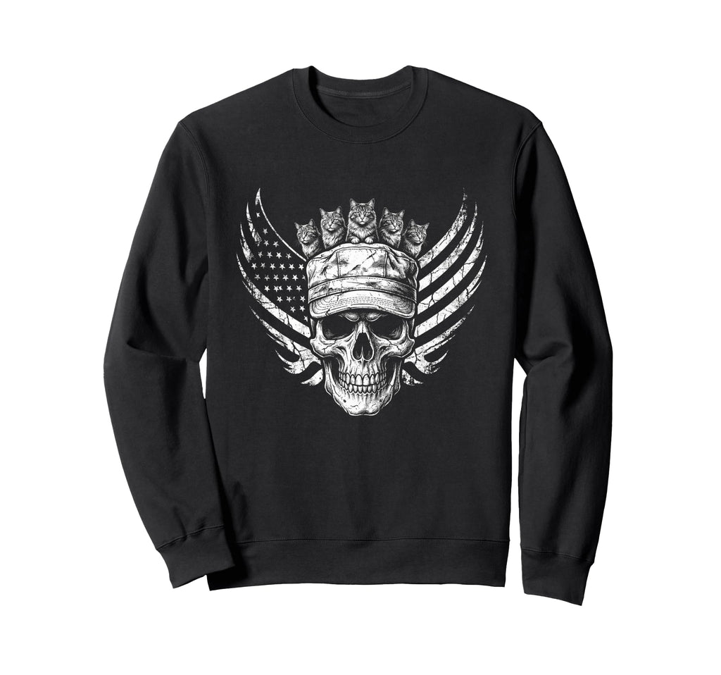 Skull Cat Skeleton Kitty Kitten Sweatshirt - Streetwear Style Men Women - T-Shirt, Sweatshirt, Hoodie