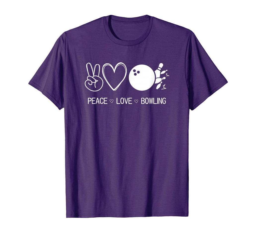 Peace Love Bowling Funny Jokes T-Shirt - Minimalist Print for Adults - T-Shirt, Sweatshirt, Hoodie